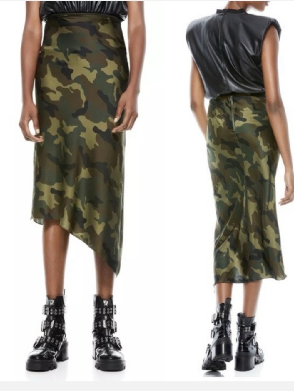 Alice + Olivia Asymmetrical Camo Slip skirt